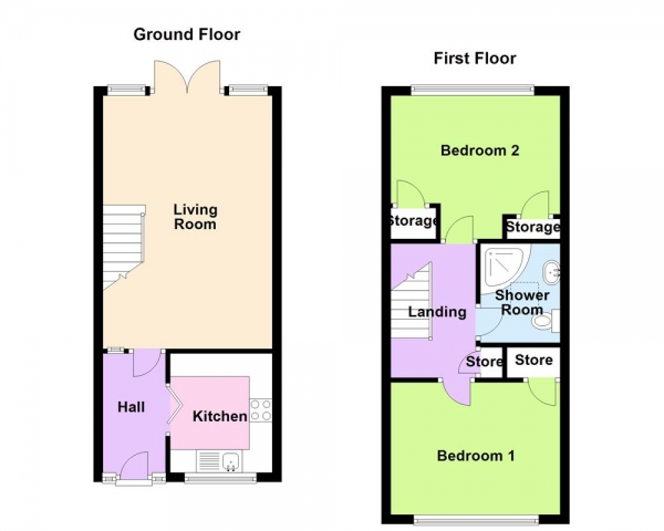 Floor Plan for 2 Bedroom End of Terrace House for Sale in Blackham Drive, Sutton Coldfield, B73 5HG, B73, 5HG -  &pound250,000
