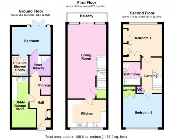 Floor Plan Image for 3 Bedroom End of Terrace House for Sale in Buckingham Mews, Sutton Coldfield, B73 5PR