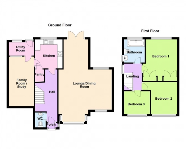 Floor Plan Image for 3 Bedroom Detached House for Sale in Pugin Gardens, New Oscott, Birmingham, B23 5YF