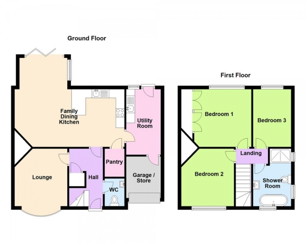 Floor Plan for 3 Bedroom Semi-Detached House for Sale in Britwell Road, Sutton Coldfield, B73 5SN, B73, 5SN -  &pound465,000