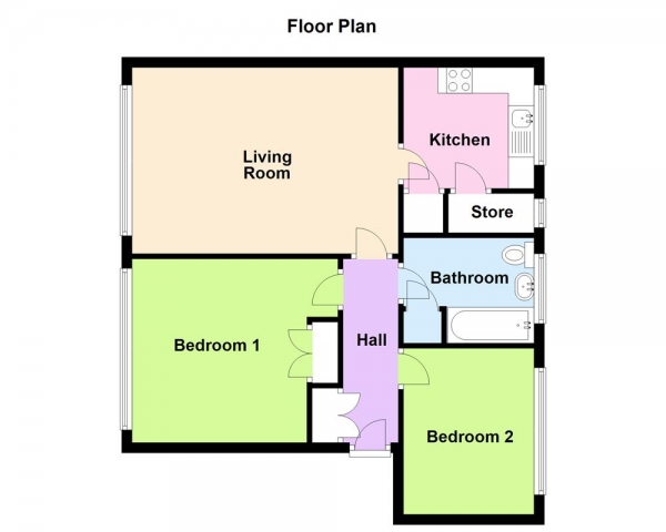 Floor Plan Image for 2 Bedroom Apartment for Sale in Clyde court, Garrard Gardens, Sutton Coldfield, B73 6DX