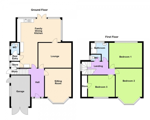 Floor Plan Image for 3 Bedroom Semi-Detached House for Sale in Darnick Road, Sutton Coldfield, B73 6PF