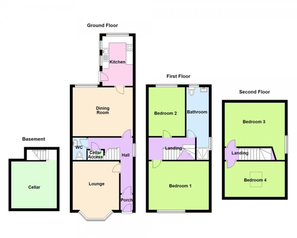 Floor Plan for 4 Bedroom Semi-Detached House for Sale in Green Lanes, Sutton Coldfield, B73 5JL, Wylde Green, B73, 5JL -  &pound400,000