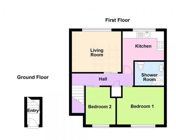 Floor Plan for 2 Bedroom Retirement Property for Sale in Talbot Close, Birmingham, B23 5YD, New Oscott, B23, 5YD -  &pound55,000