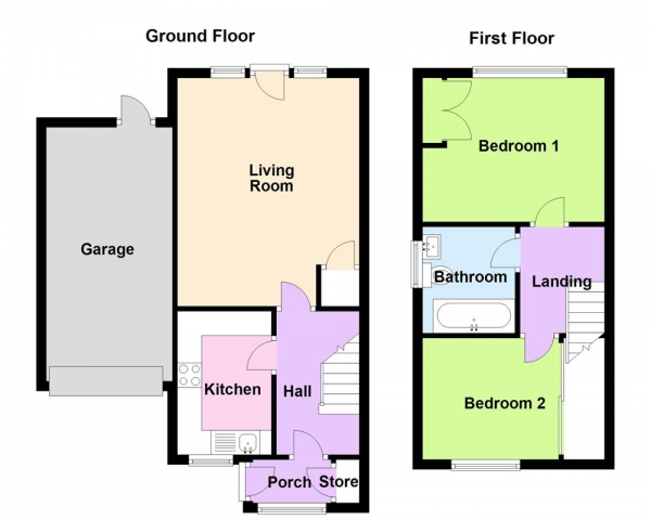 Floor Plan for 2 Bedroom Property for Sale in Marshmont Way, Birmingham, B23 5XY, B23, 5XY - Offers in Excess of &pound225,000