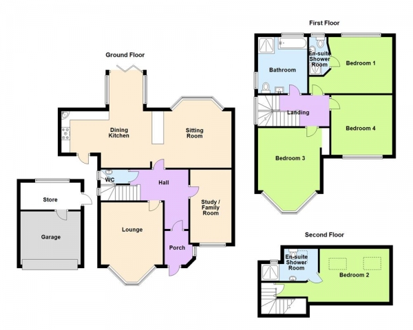 Floor Plan Image for 4 Bedroom Semi-Detached House for Sale in Goldieslie Road, Sutton Coldfield, B73 5PG