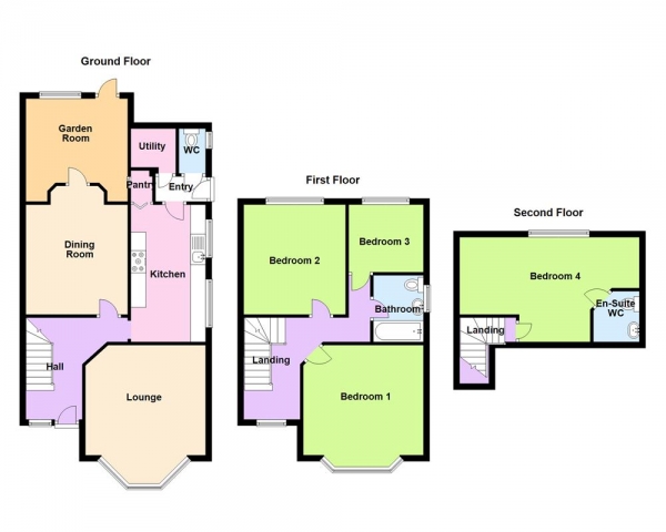 Floor Plan for 4 Bedroom Semi-Detached House for Sale in Upper Holland Road, Sutton Coldfield, B72 1RD, B72, 1RD - OIRO &pound450,000