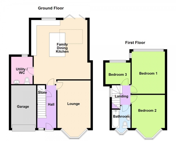 Floor Plan Image for 3 Bedroom Semi-Detached House for Sale in Coles Lane, Sutton Coldfield, B72 1NR