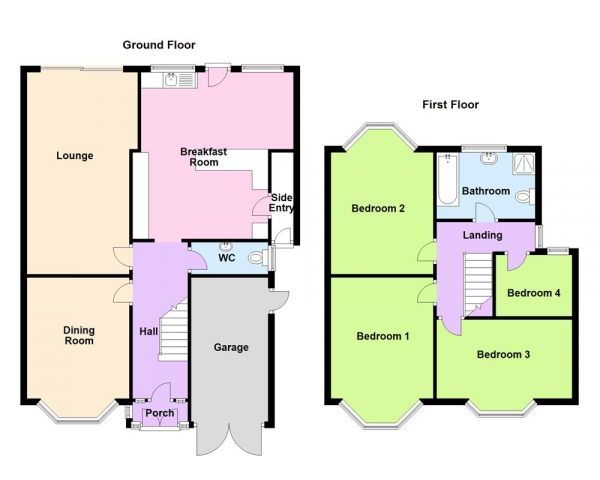 Floor Plan Image for 4 Bedroom Detached House for Sale in Halton Road, Sutton Coldfield, B73 6NP