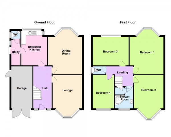 Floor Plan for 4 Bedroom Detached House for Sale in Beacon Road, Sutton Coldfield, B73 5ST, B73, 5ST - OIRO &pound495,000