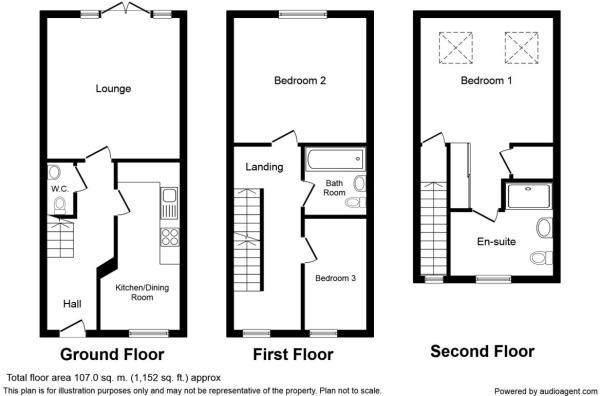 Floor Plan Image for 3 Bedroom Town House for Sale in Pavillion Court, Clay Cross