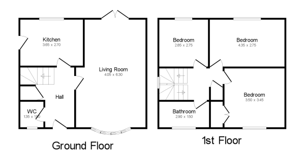 Floor Plan for 3 Bedroom Detached House for Sale in Mulberry Close, Wingerworth, Chesterfield, Wingerworth, S42, 6QE -  &pound250,000