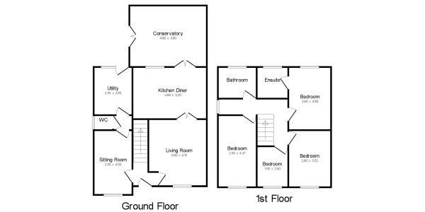Floor Plan for 4 Bedroom Detached House for Sale in Highland Road, New Whittington, Chesterfield, New Whittington, S43, 2EZ -  &pound250,000