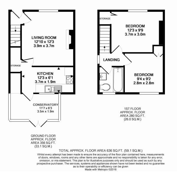 Floor Plan for 2 Bedroom Semi-Detached House for Sale in Williamthorpe Road, North Wingfield, North Wingfield, S42, 5PB -  &pound120,000