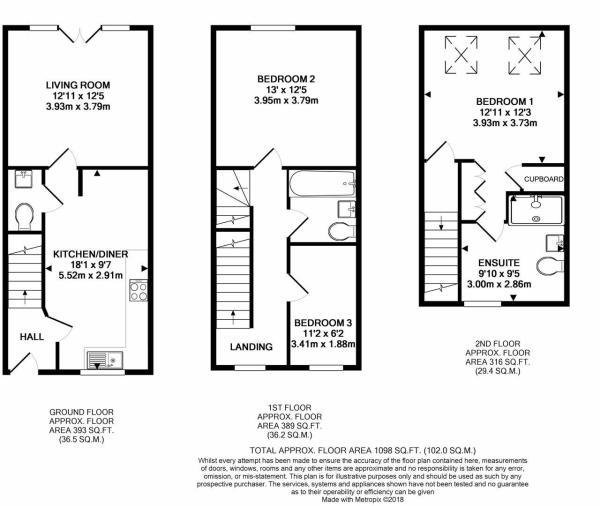 Floor Plan Image for 3 Bedroom Town House for Sale in Hetton Drive, Chesterfield