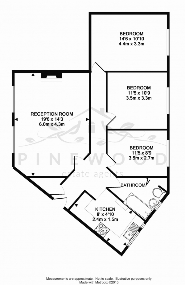 Floor Plan Image for 3 Bedroom Apartment to Rent in Birkenhead Avenue, Kingston Upon Thames