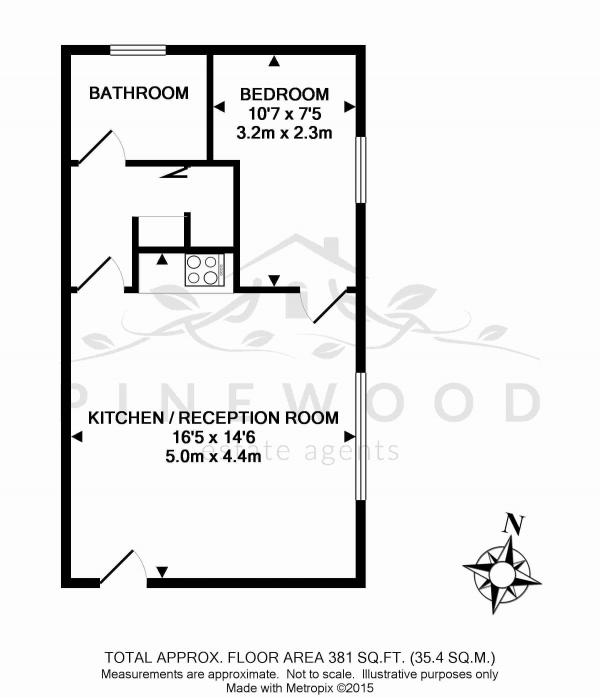 Floor Plan Image for 1 Bedroom Apartment to Rent in Hunting Gate Drive, Chessington