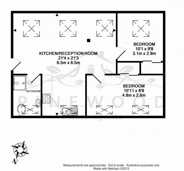 Floor Plan Image for 2 Bedroom Apartment to Rent in North House, Carshalton