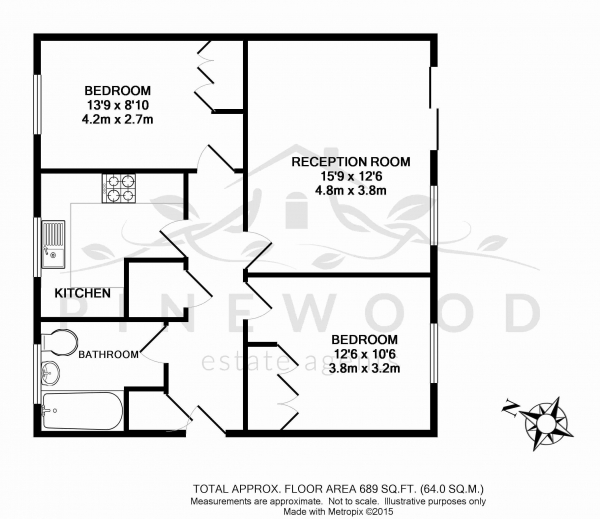 Floor Plan Image for 2 Bedroom Apartment to Rent in Adams Close, Surbiton