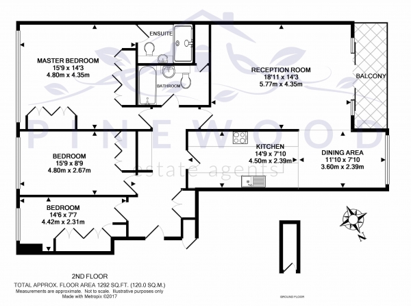 Floor Plan Image for 3 Bedroom Apartment to Rent in Anglesea Road, Surbiton