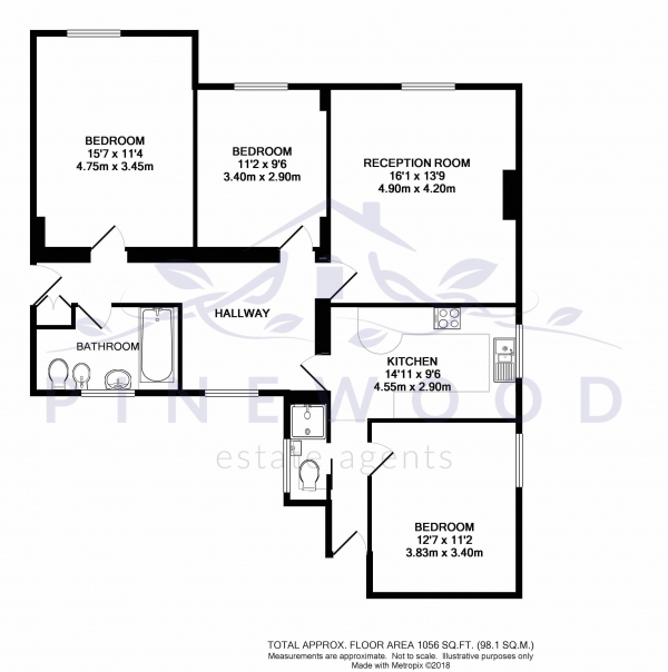 Floor Plan Image for 3 Bedroom Apartment for Sale in Fitzjames Avenue, London