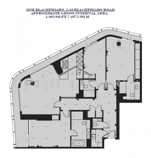 Floor Plan Image for 3 Bedroom Apartment to Rent in One Blackfriars, 1-16 Blackfriars Road, London