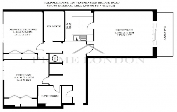 Floor Plan Image for 2 Bedroom Apartment for Sale in Walpole House, 126 Westminster Bridge Road, Waterloo