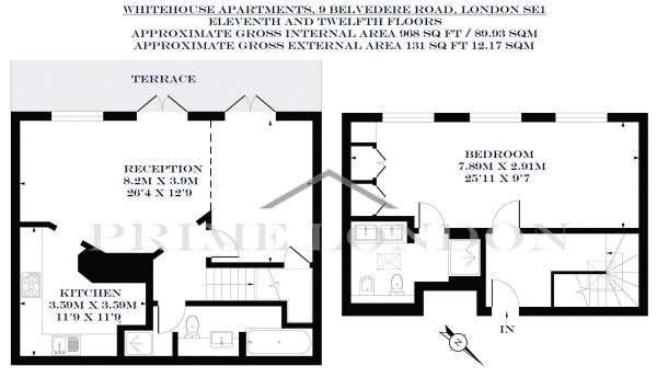 Floor Plan Image for 2 Bedroom Penthouse for Sale in Whitehouse Apartments, 9 Belvedere Road, South Bank