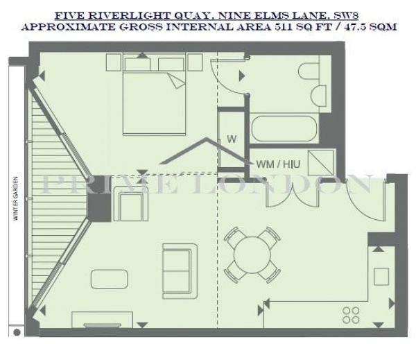 Floor Plan Image for Apartment to Rent in Five Riverlight Quay, Nine Elms, London