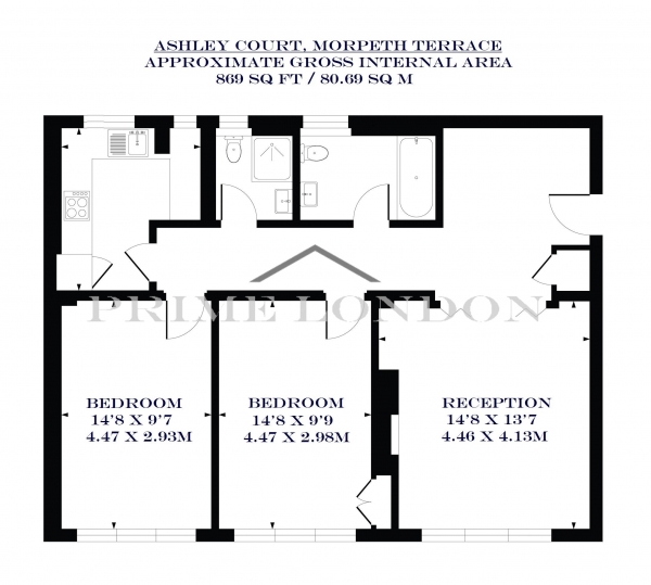 Floor Plan Image for 2 Bedroom Apartment to Rent in Ashley Court, Morpeth Terrace, Victoria