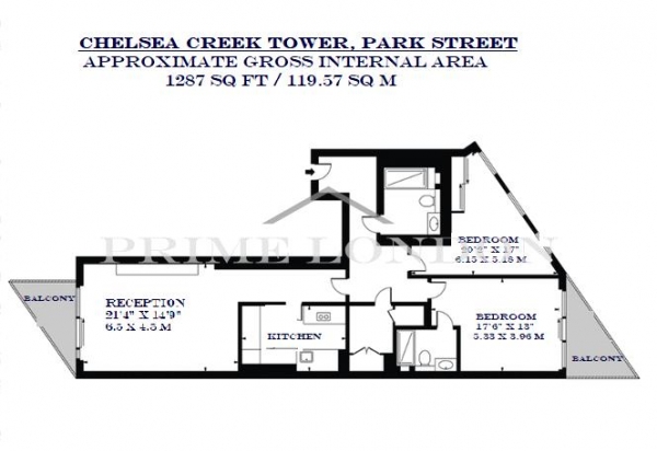 Floor Plan Image for 2 Bedroom Apartment for Sale in The Tower, 12 Park Street, Chelsea Creek