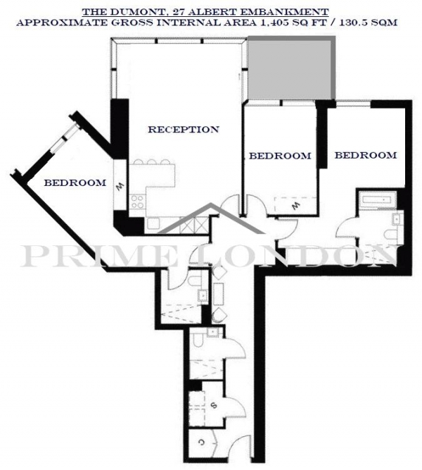 Floor Plan Image for 3 Bedroom Apartment for Sale in The Dumont, 27 Albert Embankment, London