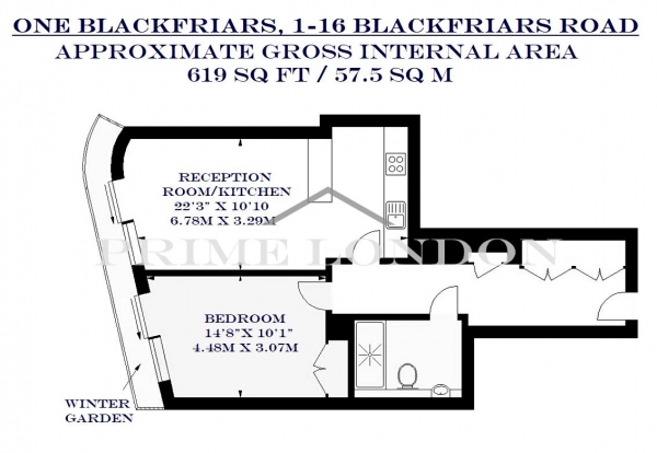 Floor Plan Image for 1 Bedroom Apartment for Sale in One Blackfriars, 1-16 Blackfriars Road, London