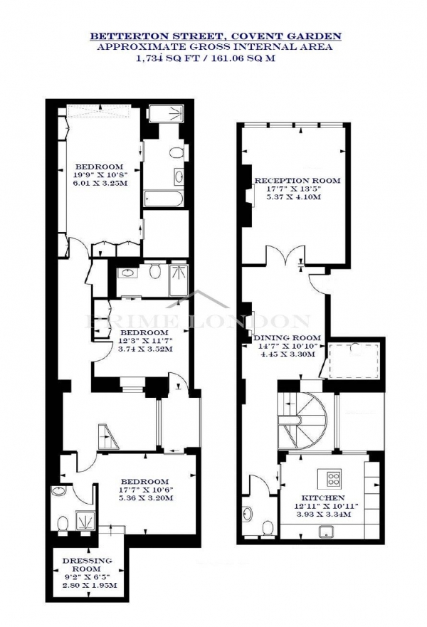 Floor Plan Image for 3 Bedroom Duplex to Rent in Betterton Street, Covent Garden, London