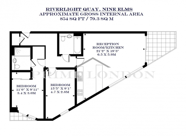 Floor Plan Image for 2 Bedroom Apartment for Sale in Four Riverlight Quay, Nine Elms, London