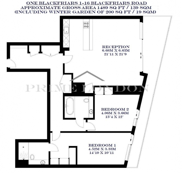 Floor Plan Image for 2 Bedroom Apartment for Sale in One Blackfriars, 1-16 Blackfriars Road