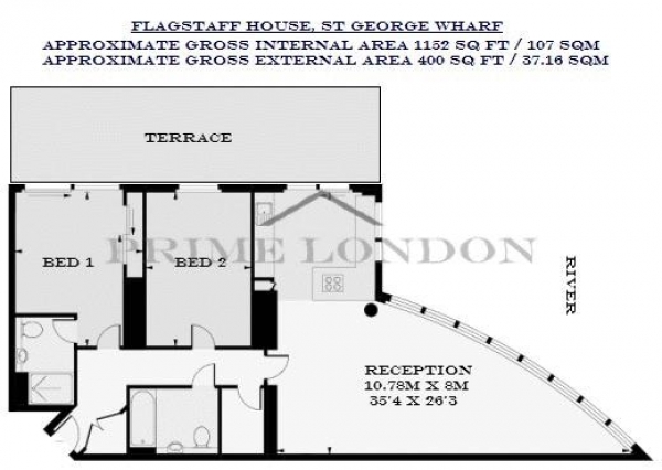 Floor Plan Image for 2 Bedroom Apartment for Sale in Flagstaff House, St George Wharf, Vauxhall