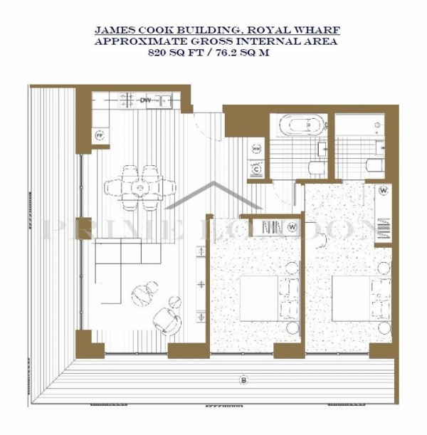 Floor Plan Image for 2 Bedroom Apartment for Sale in James Cook Building, Royal Wharf, London