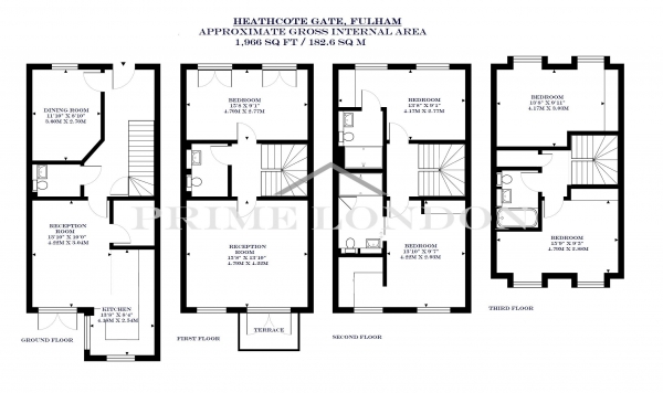 Floor Plan Image for 5 Bedroom Town House to Rent in Heathcote Gate, Fulham, London