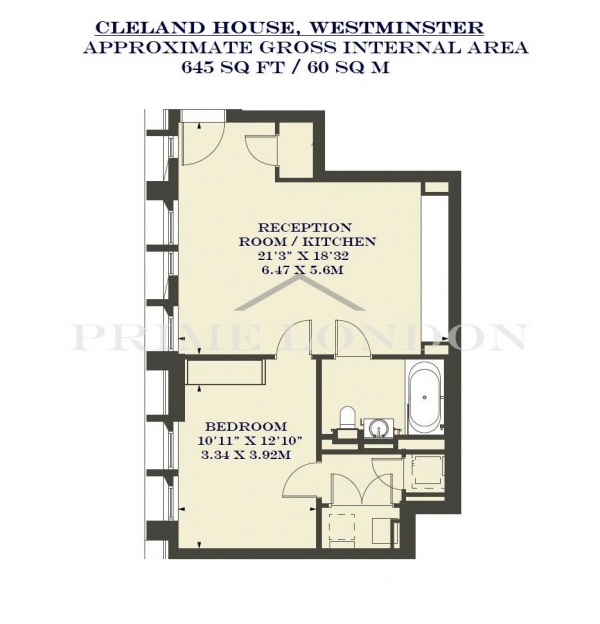 Floor Plan Image for 1 Bedroom Apartment for Sale in Cleland House, John Islip Street, Westminster