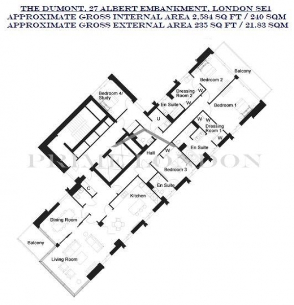 Floor Plan Image for 4 Bedroom Apartment for Sale in The Dumont, 27 Albert Embankment, London