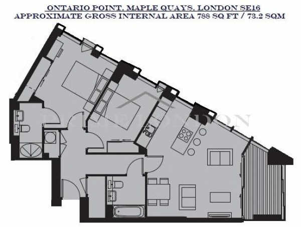 Floor Plan for 2 Bedroom Apartment for Sale in Ontario Point, Maple Quays, Canada Water, Maple Quays, SE16, 7EE - Offers in Excess of &pound700,000