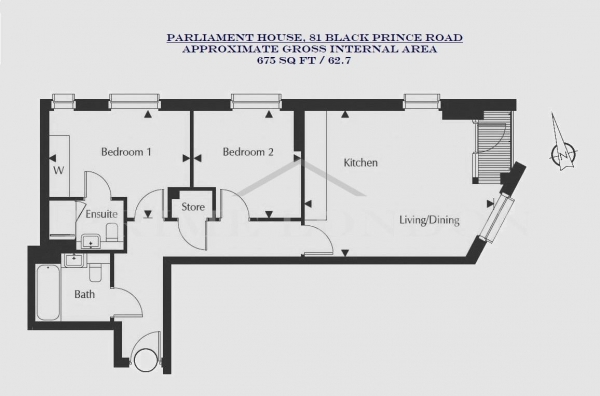 Floor Plan Image for 2 Bedroom Apartment to Rent in Parliament House, 81 Black Prince Road, London