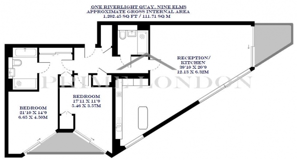 Floor Plan Image for 2 Bedroom Apartment for Sale in One Riverlight Quay, Nine Elms, London