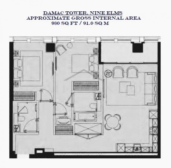 Floor Plan Image for 2 Bedroom Apartment for Sale in Damac Tower, Nine Elms, London