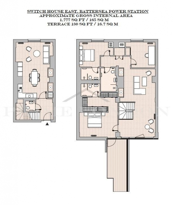 Floor Plan Image for 3 Bedroom Duplex for Sale in Switch House East, Battersea Power Station, Nine Elms