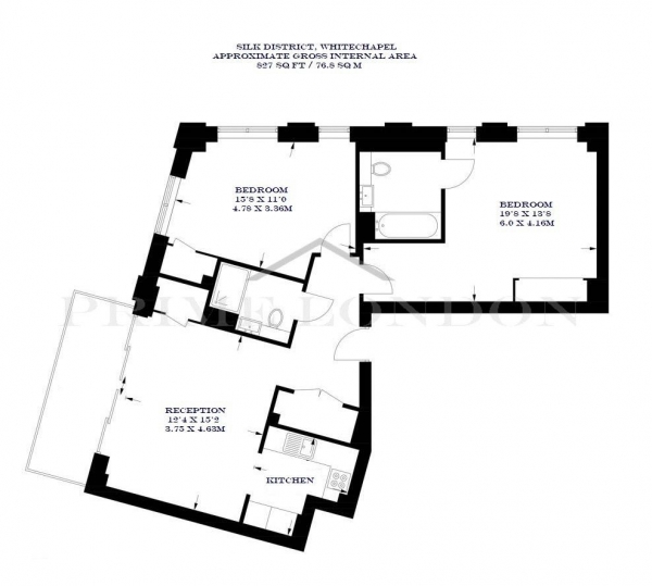 Floor Plan Image for 2 Bedroom Apartment for Sale in Silk District, Whitechapel, London