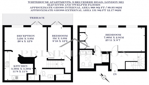 Floor Plan Image for 2 Bedroom Penthouse to Rent in Whitehouse Apartments, 9 Belvedere Road, South Bank