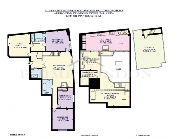 Floor Plan for 4 Bedroom Penthouse to Rent in Wiltshire House, Maidstone Buildings Mews, London Bridge, 2 Maidstone Buildings Mews, SE1, 1GH - £1800  pw | £7800 pcm
