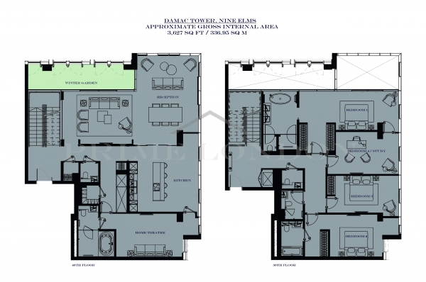 Floor Plan Image for 4 Bedroom Penthouse for Sale in Damac Tower, Nine Elms, London